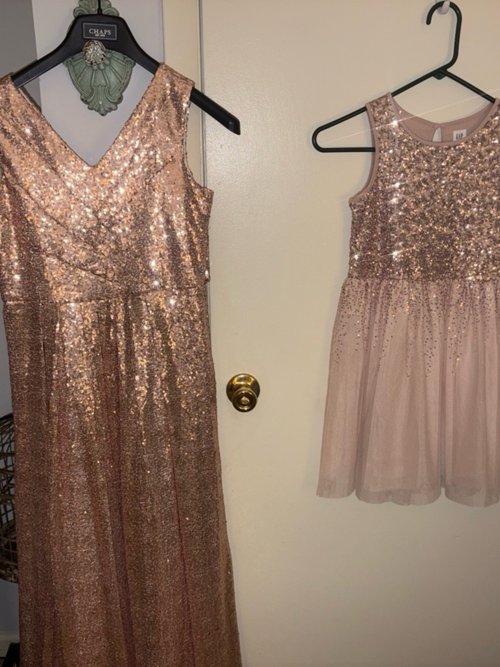 Mommy and me Sequin Rose Gold Party Dresses -